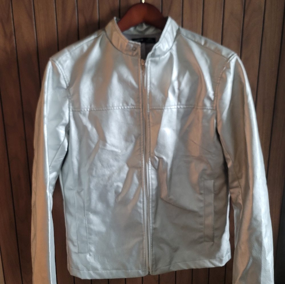 Shein Silver Shiny Flashy Jacket Top Mens Small